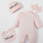 Ensemble bébé combinaison - chapeau - bavoir - bandeau – Image 2